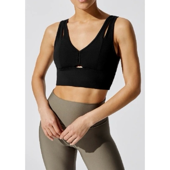 ALO Black United Long Sports Bra - Picture 1 of 5
